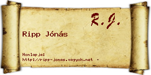 Ripp Jónás névjegykártya